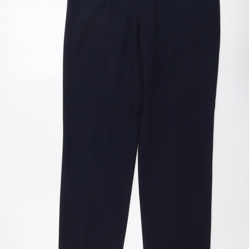 Marks and Spencer Womens Blue Polyester Trousers Size 12 L31 in Regular Button