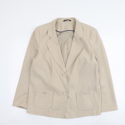Bonmarché Womens Beige Striped Polyester Jacket Blazer Size 20