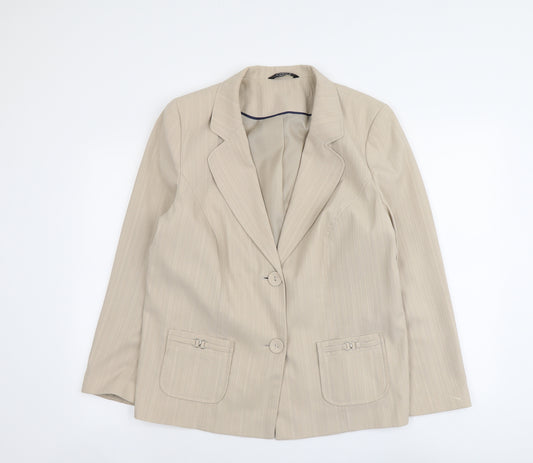 Bonmarché Womens Beige Striped Polyester Jacket Blazer Size 20