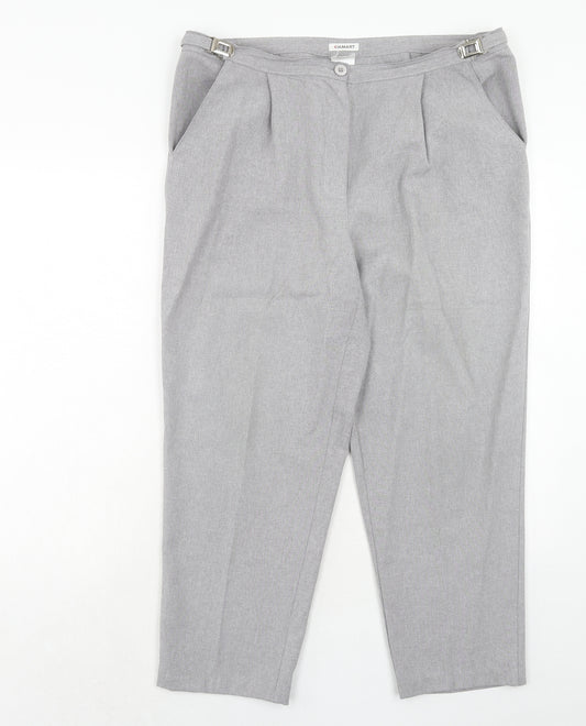 Damart Womens Grey Polyester Trousers Size 16 Regular Zip