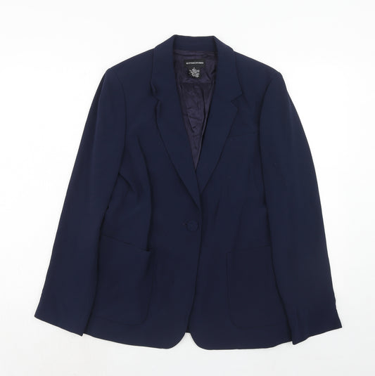 Sutton Studio Womens Blue Triacetate Jacket Suit Jacket Size 8