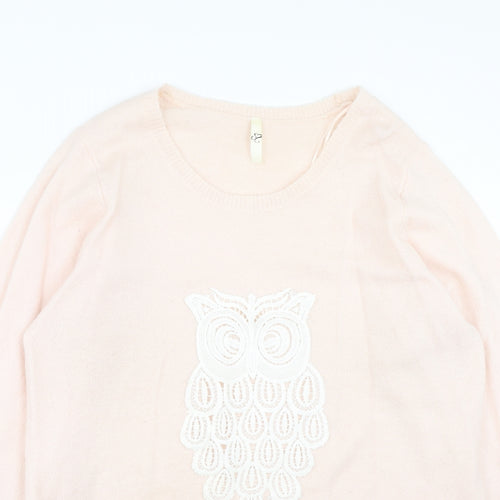 Evans Womens Pink Round Neck Acrylic Pullover Jumper Size 18 - Owl
