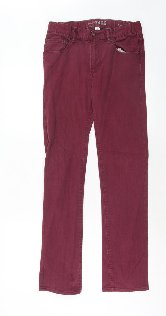 Gap Girls Purple Cotton Skinny Jeans Size 13 Years Regular Zip