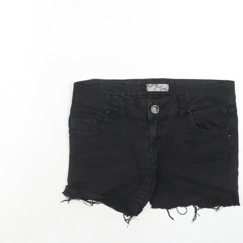 XDye Womens Black Cotton Cut-Off Shorts Size 12 Regular Zip