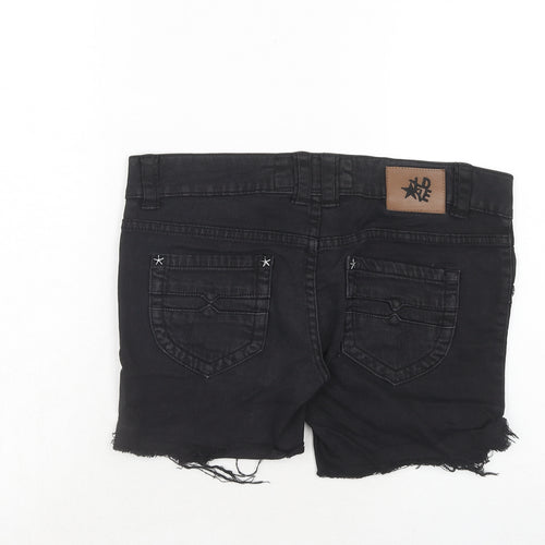 XDye Womens Black Cotton Cut-Off Shorts Size 12 Regular Zip