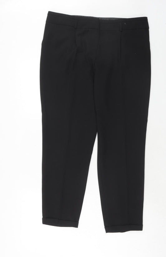 Dorothy Perkins Womens Black Polyester Carrot Trousers Size 14 Regular Hook & Eye