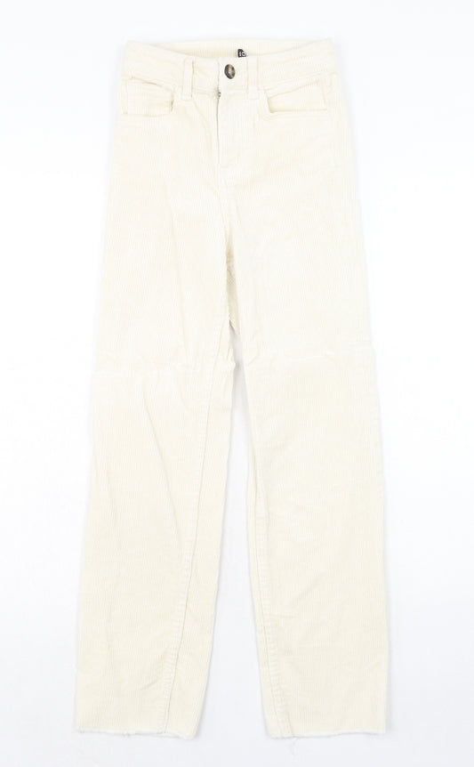 H&M Womens Beige Cotton Trousers Size 6 Regular Zip