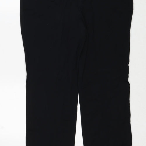 Marks and Spencer Womens Black Viscose Trousers Size 14 Regular Zip