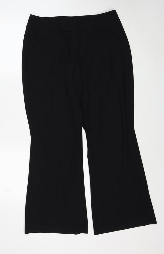 Marks and Spencer Womens Black Polyester Trousers Size 14 Regular Zip