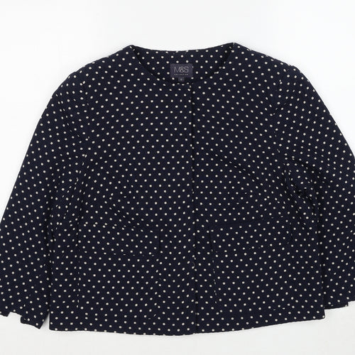 Marks and Spencer Womens Blue Polka Dot Jacket Size 12 Button