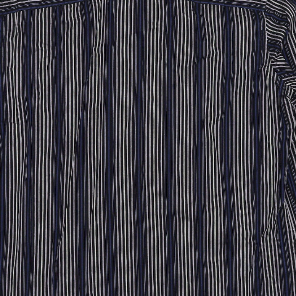 GQ Mens Blue Striped Cotton Button-Up Size 2XL Collared Button