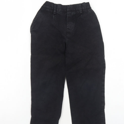 John Lewis Boys Black Cotton Chino Trousers Size 5 Years Regular Hook & Eye