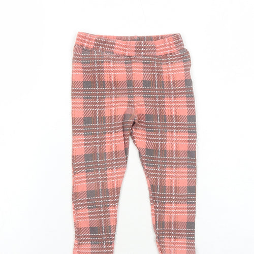 SoulCal&Co Girls Pink Plaid Cotton Jogger Trousers Size 2-3 Years Regular Pullover - Leggings