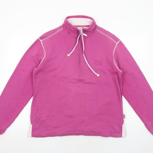 DEAL Womens Pink Cotton Pullover Sweatshirt Size L Zip