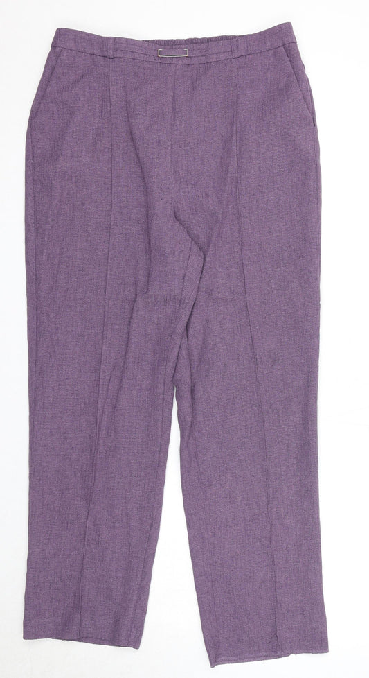 EWM Womens Purple Polyester Trousers Size 14 Regular
