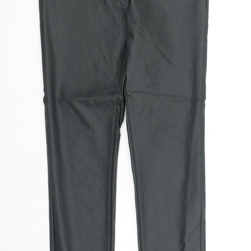 NEXT Womens Green Viscose Trousers Size 10 Regular Zip - Coated