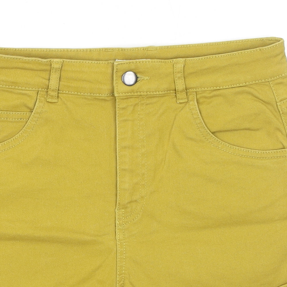 H&M Womens Green Cotton Boyfriend Shorts Size 10 Regular Zip