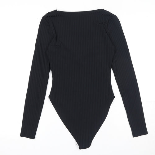 Nasty Gal Womens Black Polyester Bodysuit One-Piece Size 8 Snap