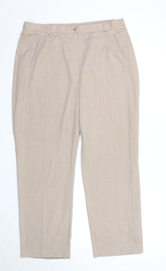 Berkertex Womens Beige Polyester Carrot Trousers Size 18 Regular Zip