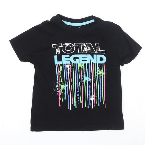 Hullabaloo Boys Black Cotton Basic T-Shirt Size 5-6 Years Round Neck Pullover - Total Legend