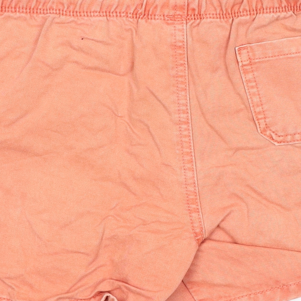 Marks and Spencer Boys Orange Cotton Chino Shorts Size 6-7 Years Regular Drawstring
