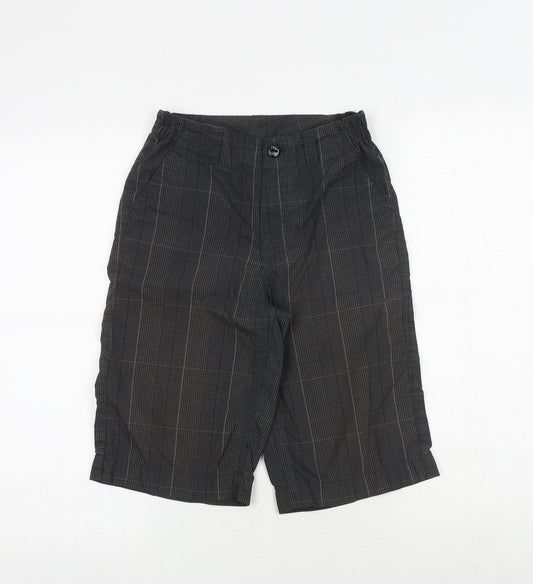 here there Boys Grey Plaid Polyester Chino Shorts Size 10-11 Years Regular Zip