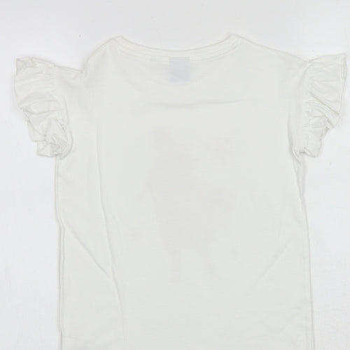 NEXT Girls White 100% Cotton Pullover T-Shirt Size 9 Years Round Neck Pullover - Frozen