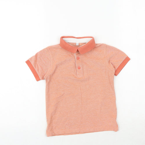 Marks and Spencer Boys Orange 100% Cotton Basic Polo Size 2-3 Years Collared Button
