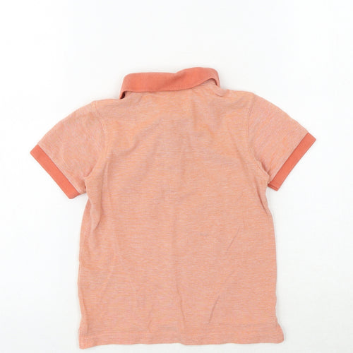Marks and Spencer Boys Orange 100% Cotton Basic Polo Size 2-3 Years Collared Button