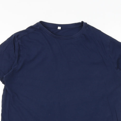 Marks and Spencer Girls Blue Cotton Basic T-Shirt Size 12-13 Years Crew Neck Pullover