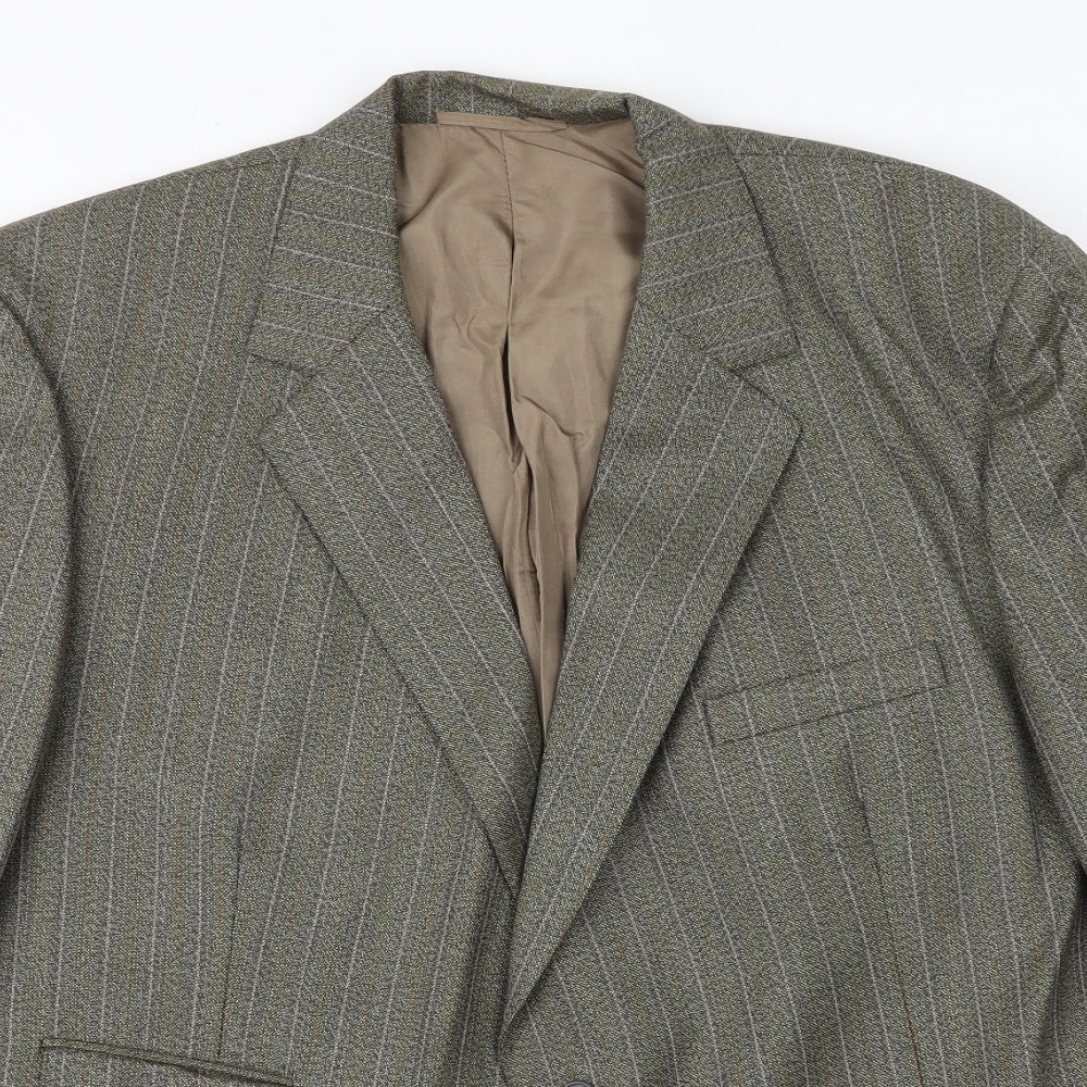 Ted Williams Mens Green Striped Polyester Jacket Suit Jacket Size 42 Regular