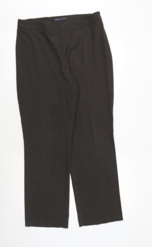 Marks and Spencer Womens Green Viscose Trousers Size 14 Regular Zip