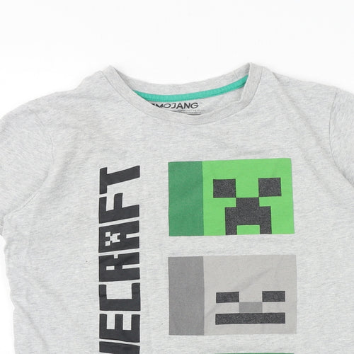 NEXT Boys Grey 100% Cotton Pullover T-Shirt Size 11 Years Crew Neck Pullover - Minecraft
