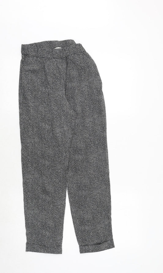H&M Womens Black Geometric Polyester Trousers Size 6 Regular