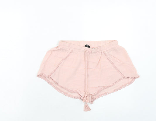 H&M Womens Pink Viscose Basic Shorts Size 8 Regular Drawstring