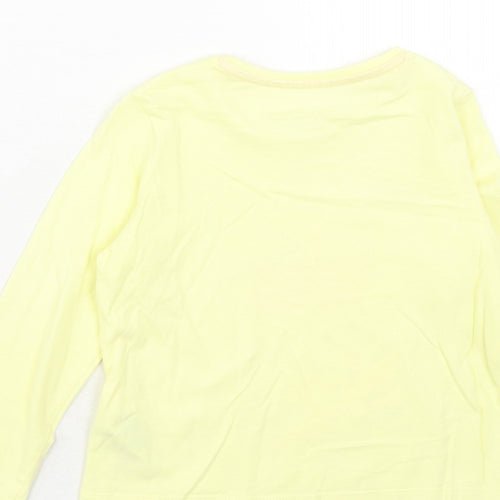 Marks and Spencer Girls Yellow Cotton Pullover T-Shirt Size 4-5 Years Round Neck Pullover - Unicorn