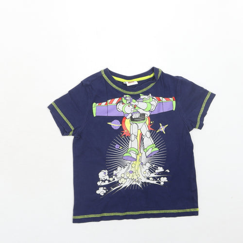 Disney Toy Story Boys Blue Cotton Basic T-Shirt Size 2-3 Years Round Neck Pullover - Toy Story