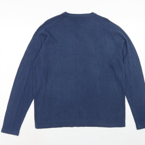 Springfield Mens Blue V-Neck Acrylic Pullover Jumper Size M Long Sleeve