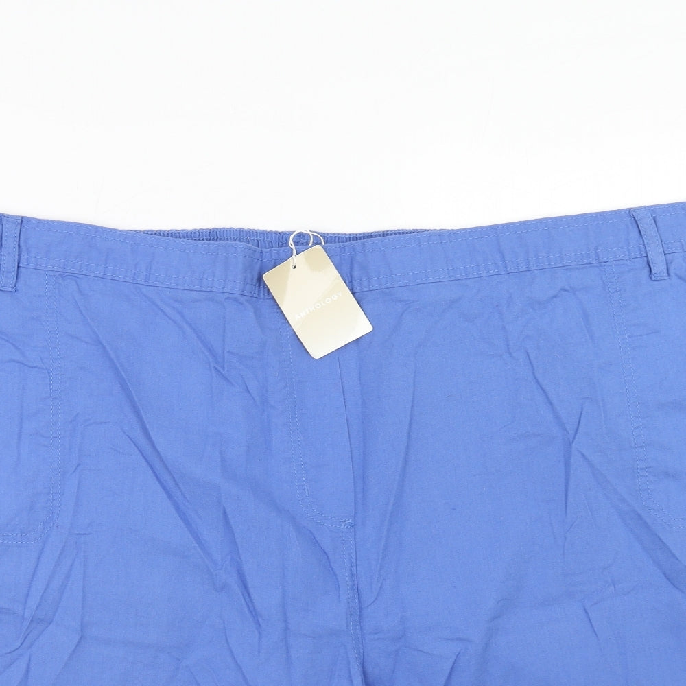 Anthology Womens Blue Cotton Basic Shorts Size 32 Regular Pull On