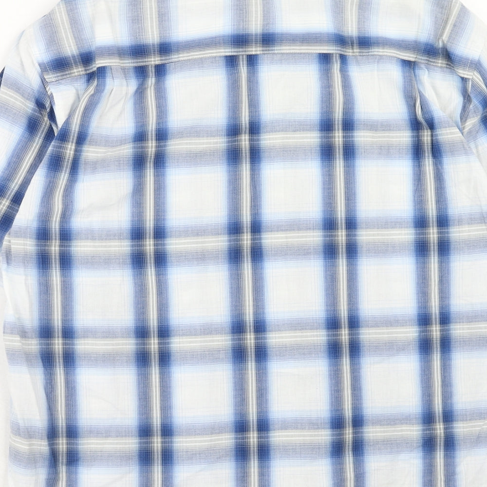 UrbanSpirit Mens Blue Plaid Cotton Button-Up Size XL Collared Button