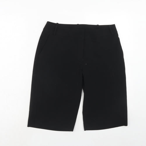 Lime Womens Black Polyester Compression Shorts Size 10 Regular Hook & Eye