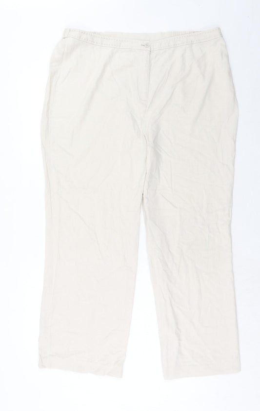 EWM Womens Beige Linen Trousers Size 20 Regular Zip