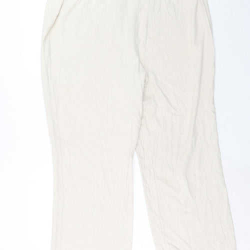 EWM Womens Beige Linen Trousers Size 20 Regular Zip