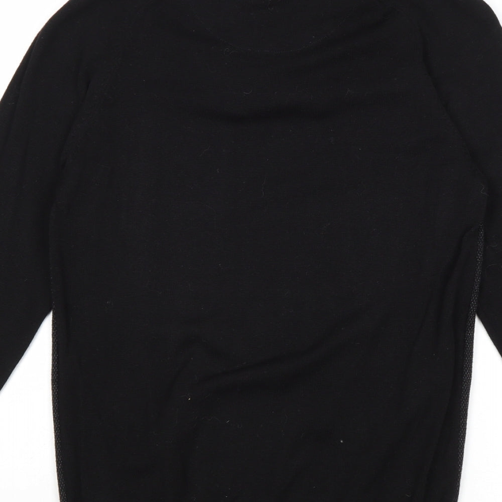 NEXT Mens Black Collared Cotton Pullover Jumper Size S Long Sleeve
