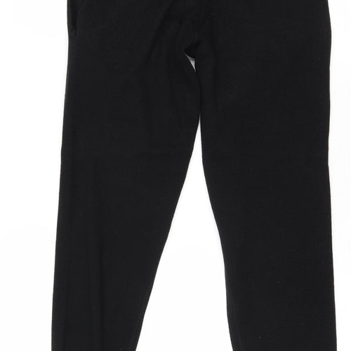 Boohoo Womens Black Acrylic Jogger Trousers Size XS Regular Tie