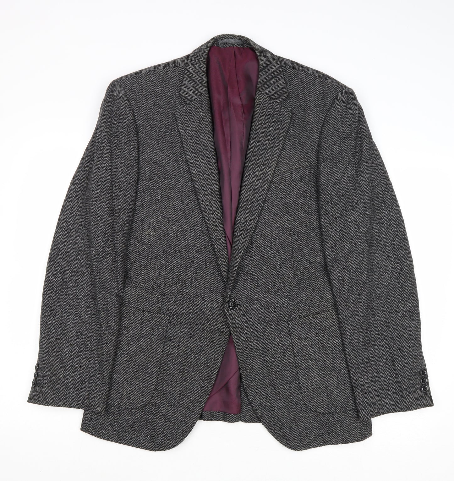 B&W Mens Grey Wool Jacket Blazer Size 38 Regular