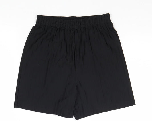 Marks and Spencer Boys Black Polyester Sweat Shorts Size 9-10 Years Regular Drawstring
