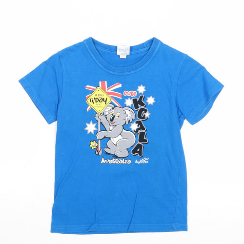 Joey Roo Boys Blue Cotton Pullover T-Shirt Size 8 Years Round Neck Pullover - Koala