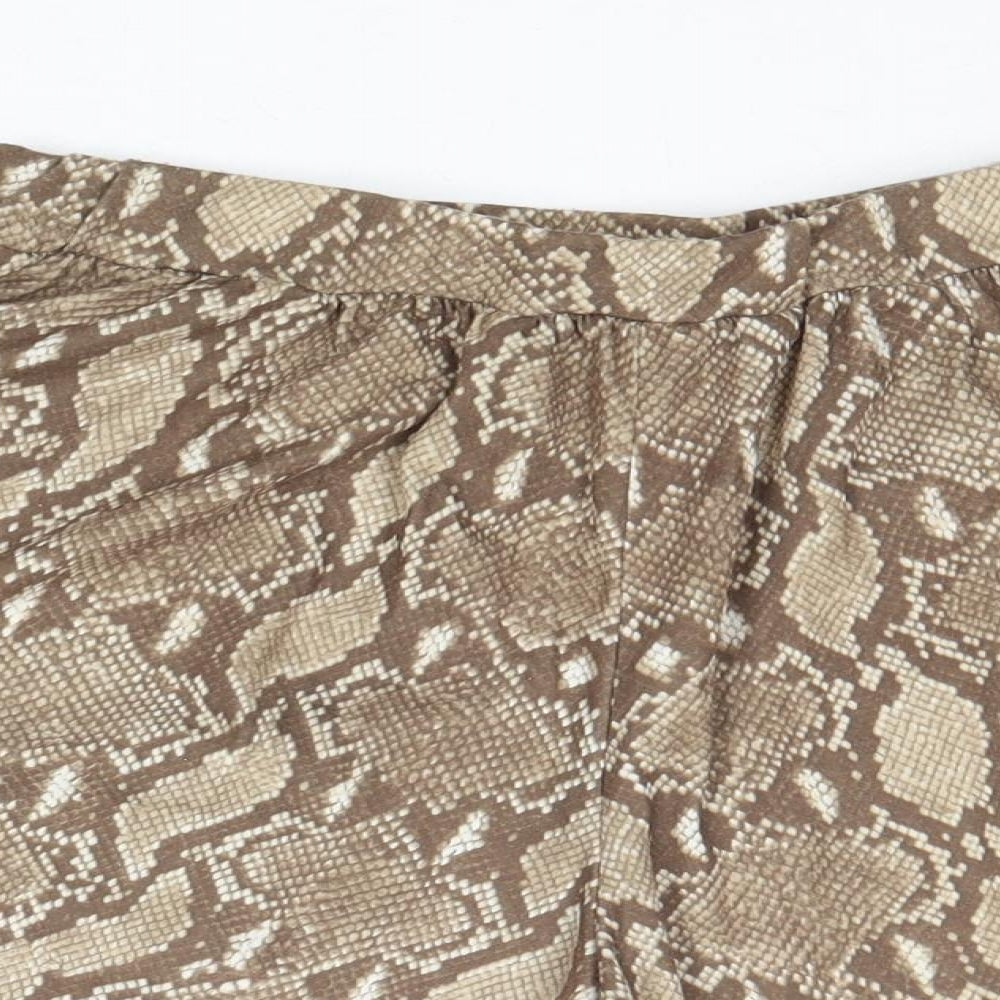 Boohoo Womens Brown Animal Print Polyester Basic Shorts Size 10 Regular Pull On - Snake Skin Print