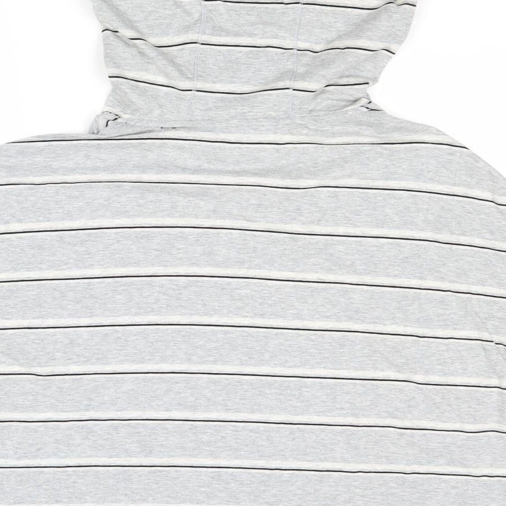 Calvin Klein Womens Grey Striped Cotton Pullover Hoodie Size M Pullover
